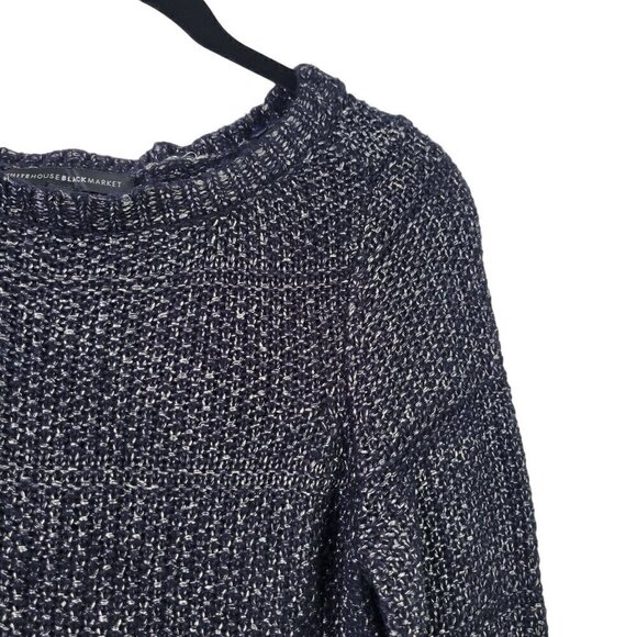 White House Black Market Women's Navy, Silver Metallic Long Tunic Sweater Size S - Picture 3 of 11